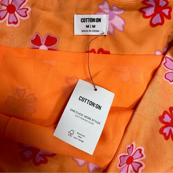 NWT Cotton On High Waisted Orange Floral Skirt - Picture 5 of 5